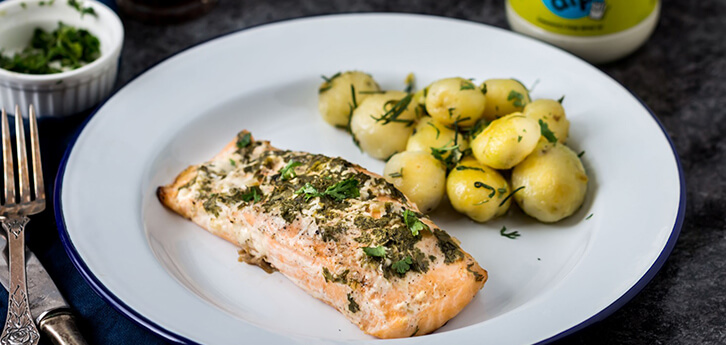 Del Monte BAKED SALMON FLAVOURED WITH HERBS AND TARTARE DIP Recipe